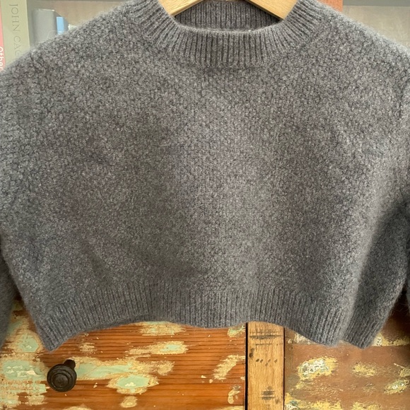 Angora Blend Maison Pere Cropped Gray Sweater - Picture 2 of 5